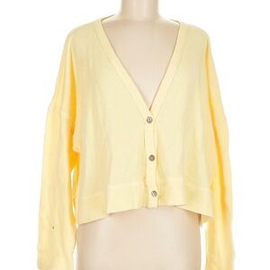 Color EXCHANGE Pale Yellow V-Neck Button Front Cardigan
